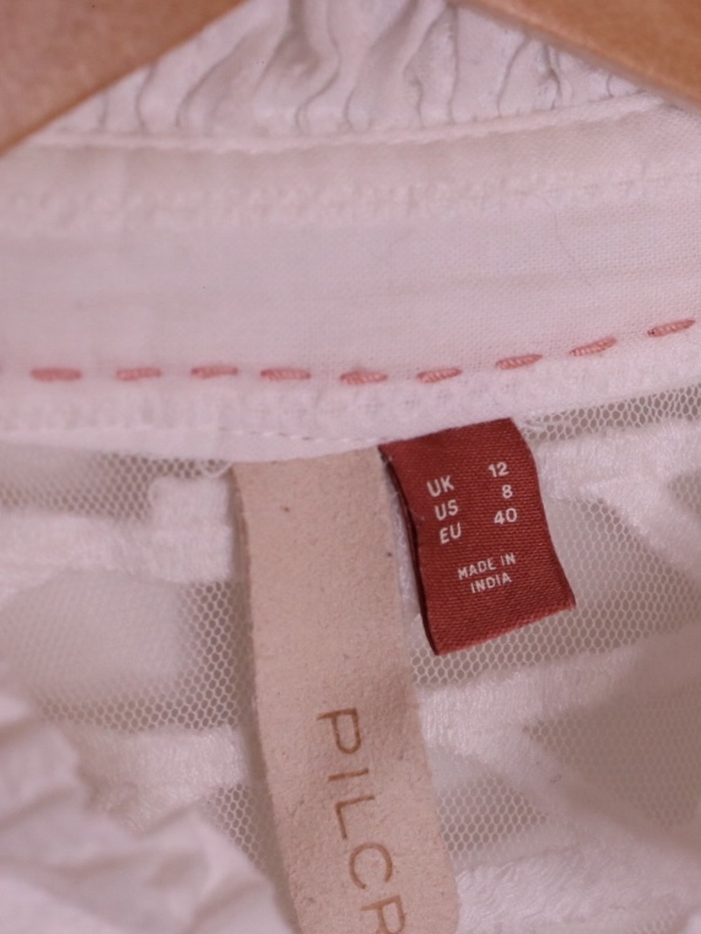 Pilcro Anthropologie White Embroidered Cotton Blouse Size 8 - Picture 5 of 8